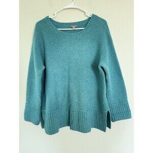 J Jill Blue Wool Chunky Knit Sweater Size Medium Granniecore Outdoor Top Casual